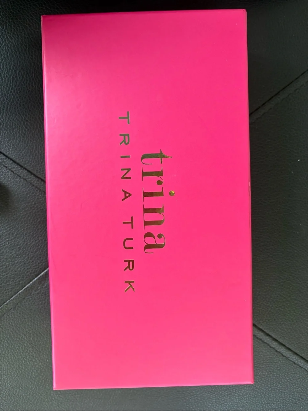 Trina Turk Black & White Textured Zip Wallet with Gold Logo Plaque